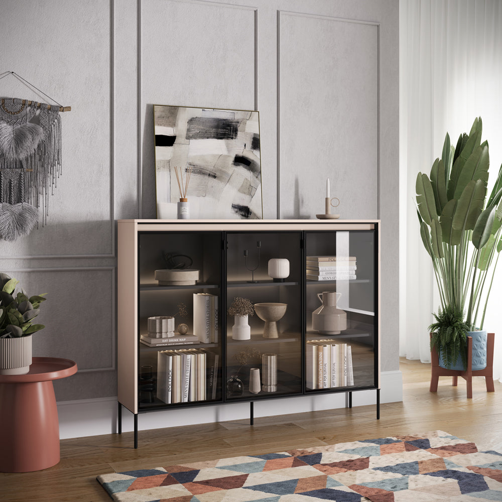 Blokker Brive Vitrinekast met Verlichting H 118 x B 151 cm - Zand