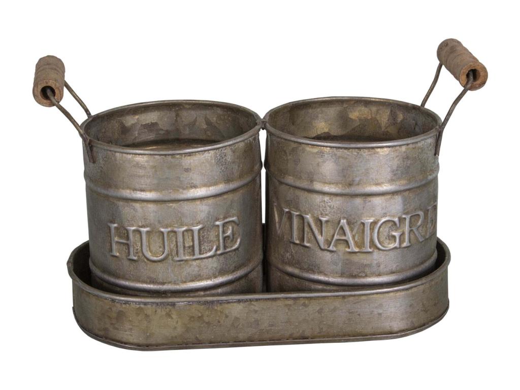 Porta condimentos de zinc para aceite y vinagre