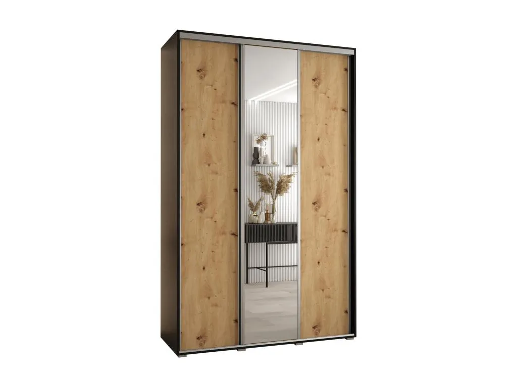 Armario Davos 3 corredero 235,2x160x60 cm 3 puertas negro/artisan/plata qsz3260692