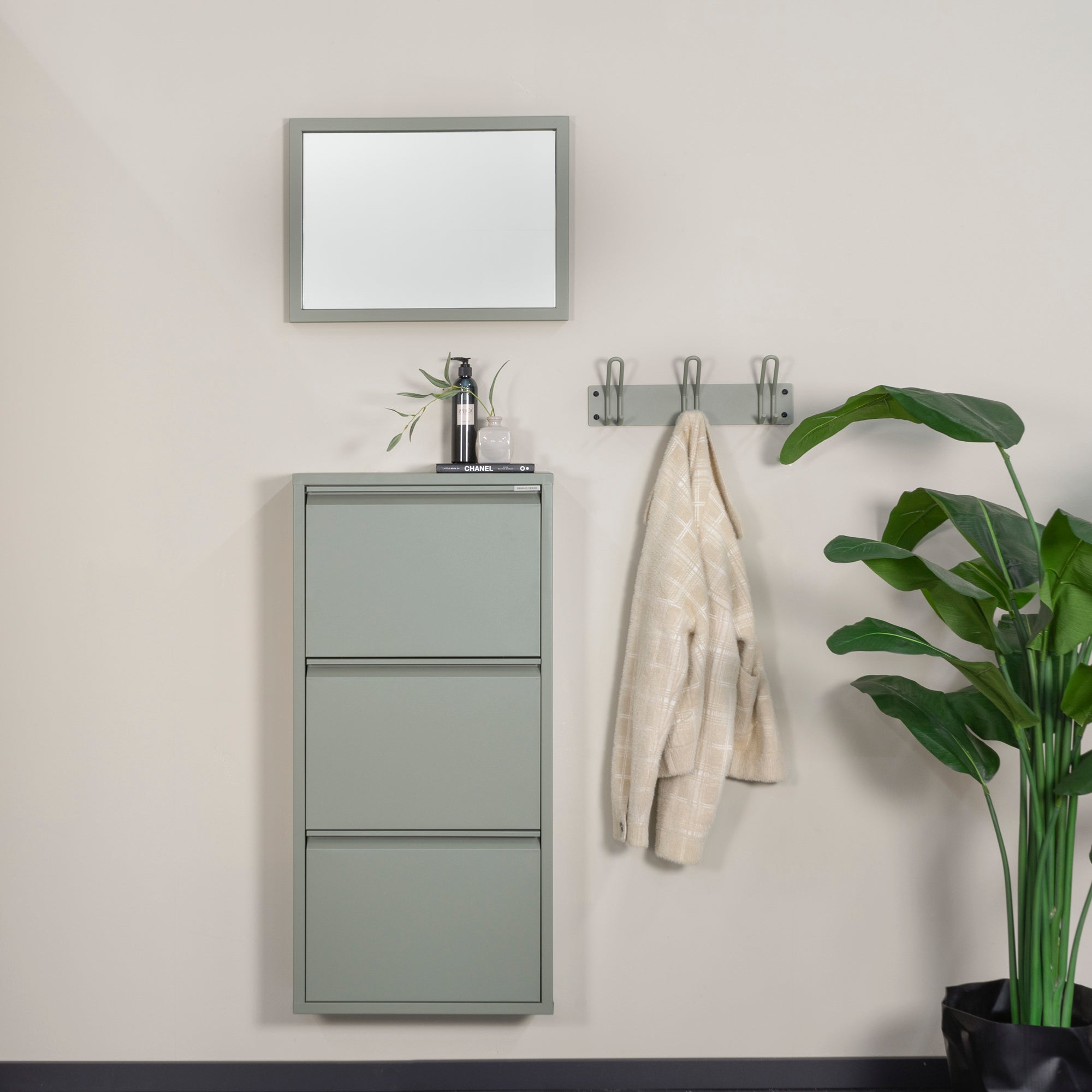 Spinder Design Billy 3 Schoenenkast - Dusty Green