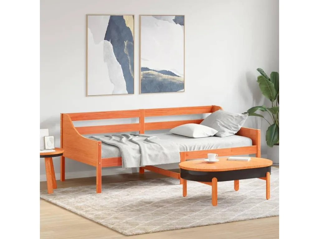 Sofá cama sin colchón Banakdecoracion maciza Banakdecoracion marrón cera 80x200 cm 90445OVIZ