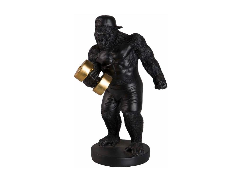 Figura Kingkong Pesas Resina Negra 18x15x30 Cm