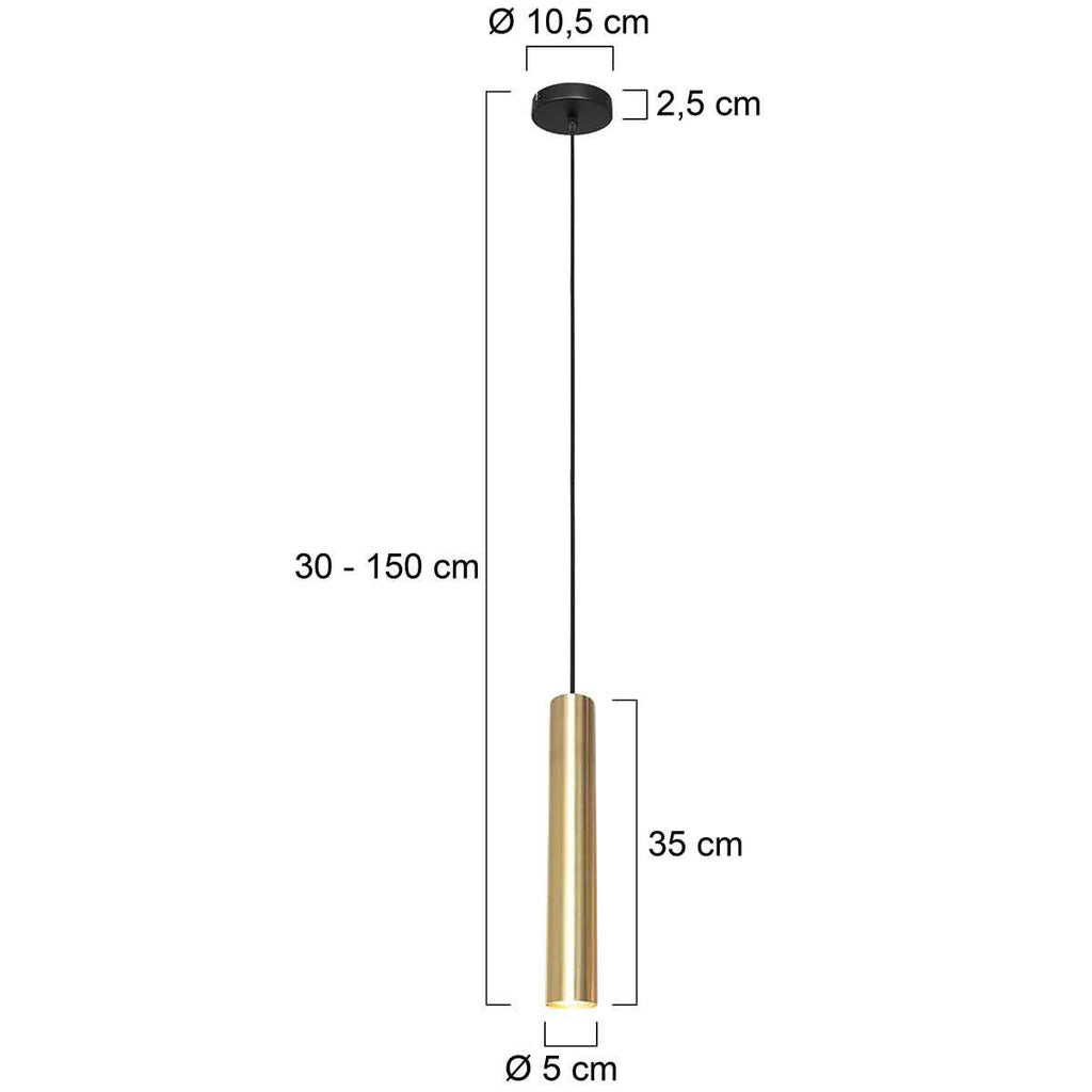 Steinhauer Hanglamp Tubel Messing Ø 5cm Incl. GU10 4.9 Watt Dim To