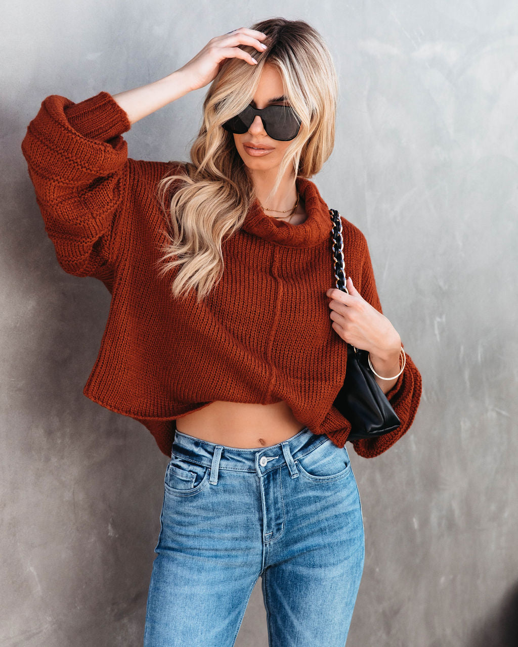 Sanderson Knit Turtleneck Pullover Sweater - Rust - SALE - Se7enfashion