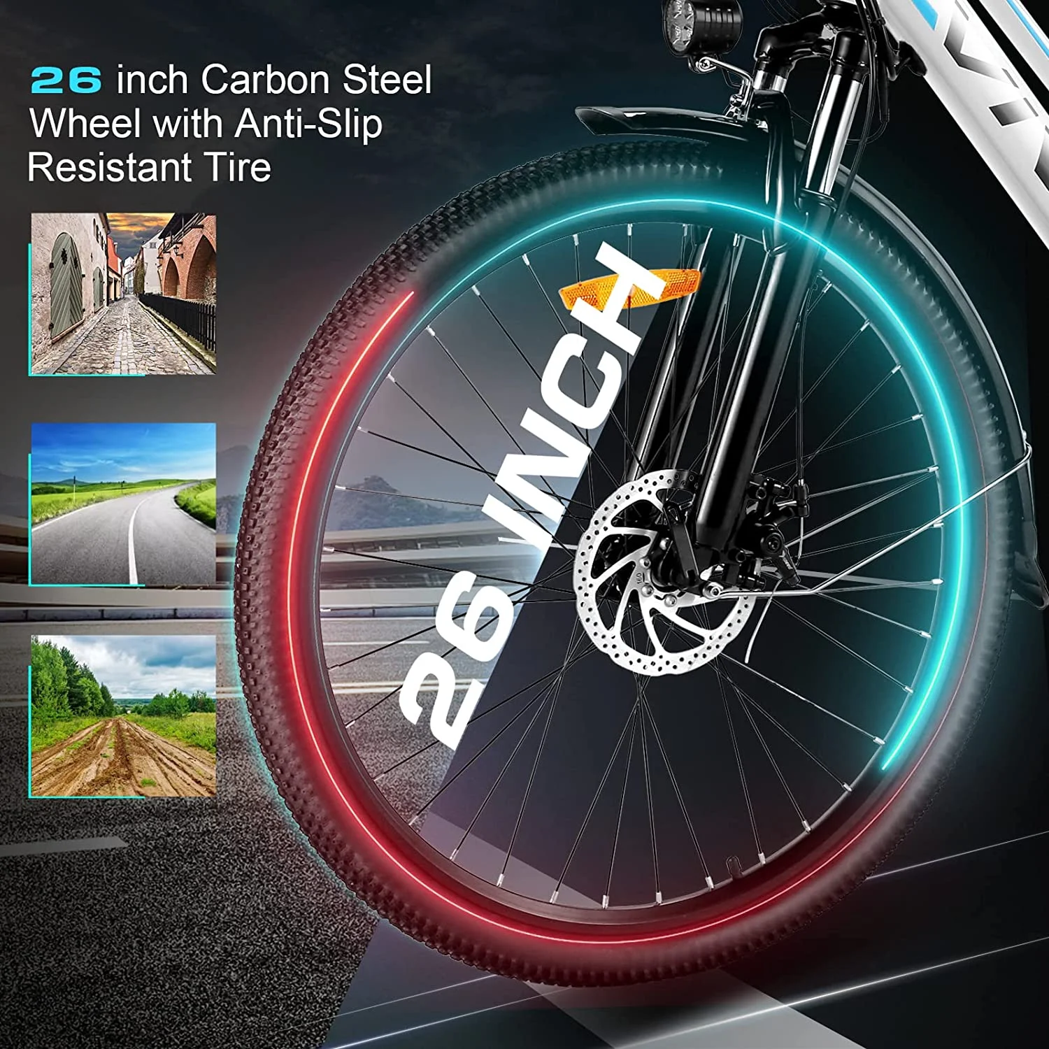 Vivi Electric Bike 26" City Commuter Electric Bike 48V 500W Step - Through Electric Bike 19.8MPH Electric Cruiser