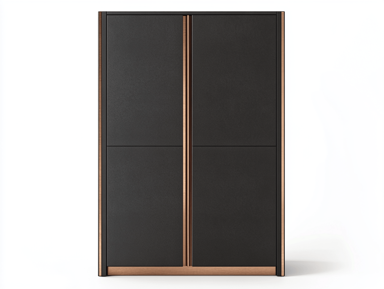 Armario moderno de 2 puertas 100×60×200 cm – negro mate y madera – diseño minimalista