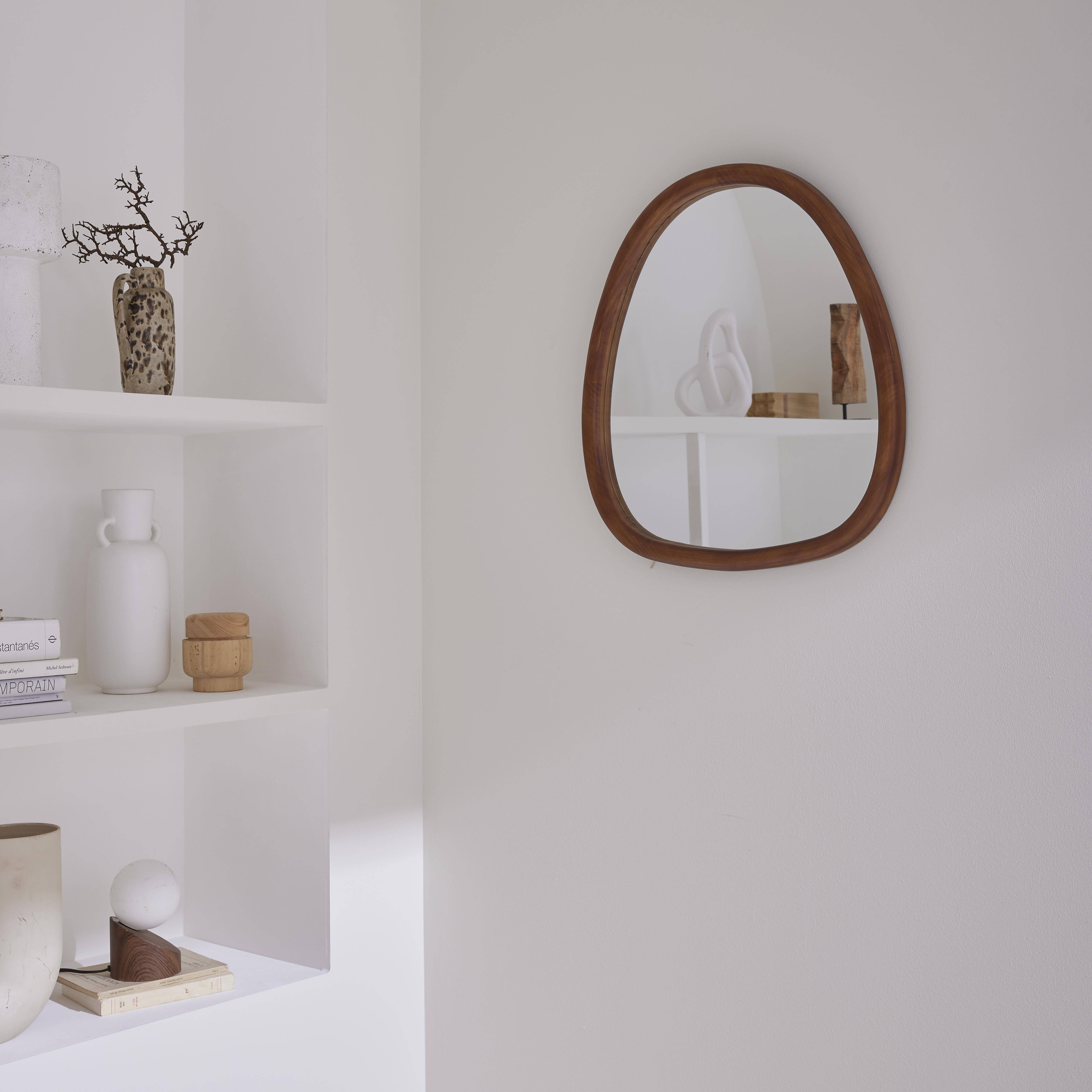 Charlie - Espejo de madera de abeto decorativo de pared, 55cm
