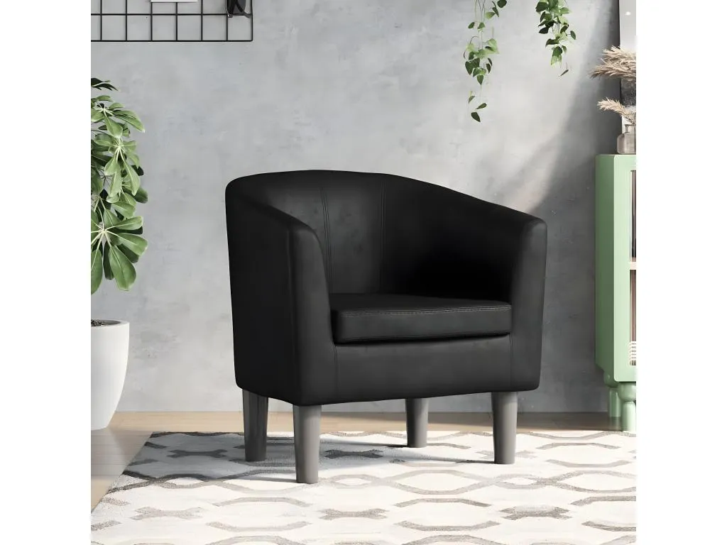 Sillón convertible en piel sintética negra