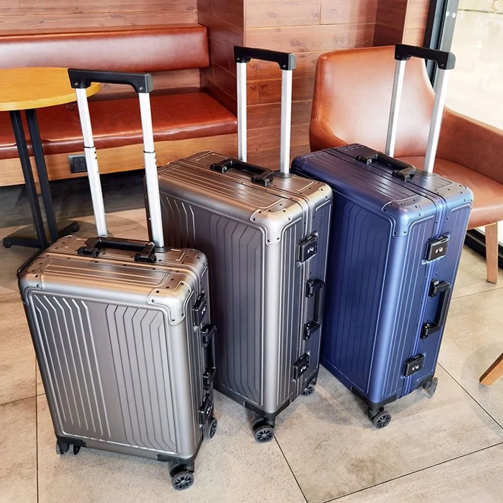 All Aluminum Magnesium Hardshell Carry on Luggage with Wheels, Modern Zipperless Hardshell Checked Luggage with TSA Lock, Airline Approved Metal Suitcase Travel Metal Rolling Luggage - Image 21