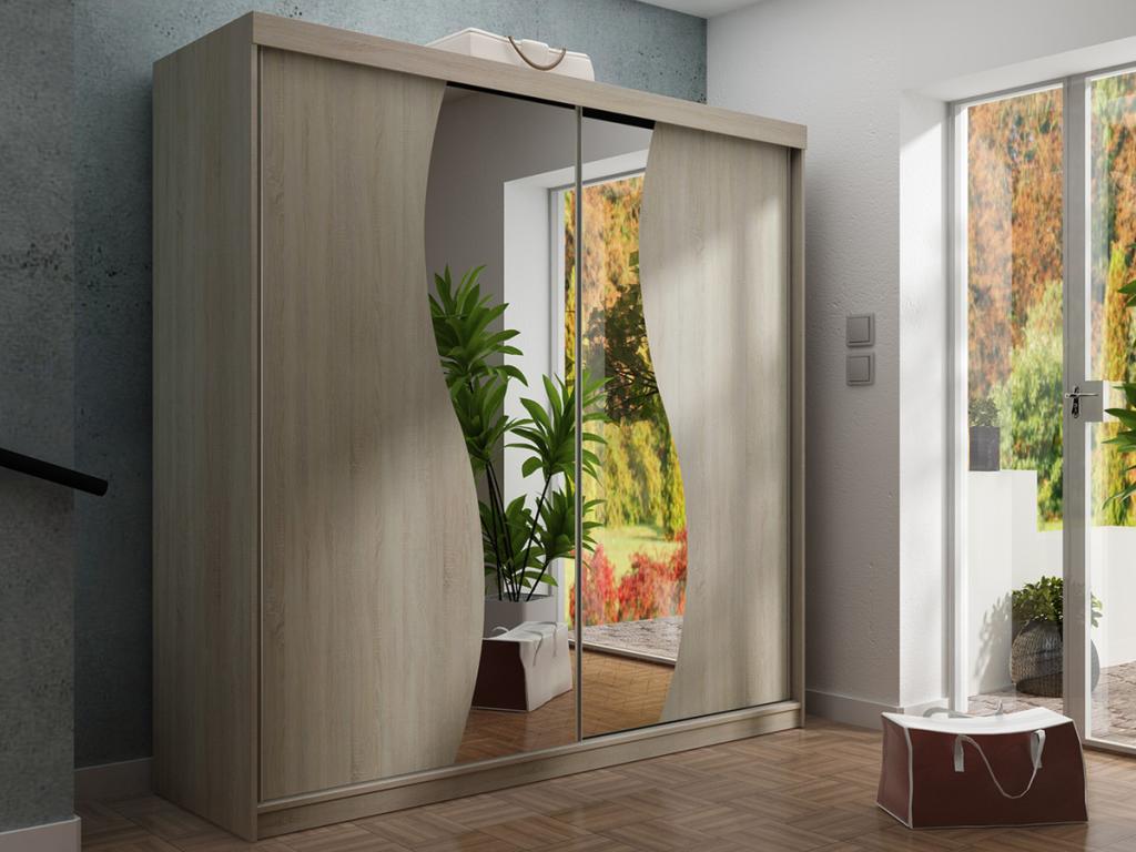 Armario Dover 105, Roble Sonoma, 200x200x62cm, Puertas de armario: Correderas