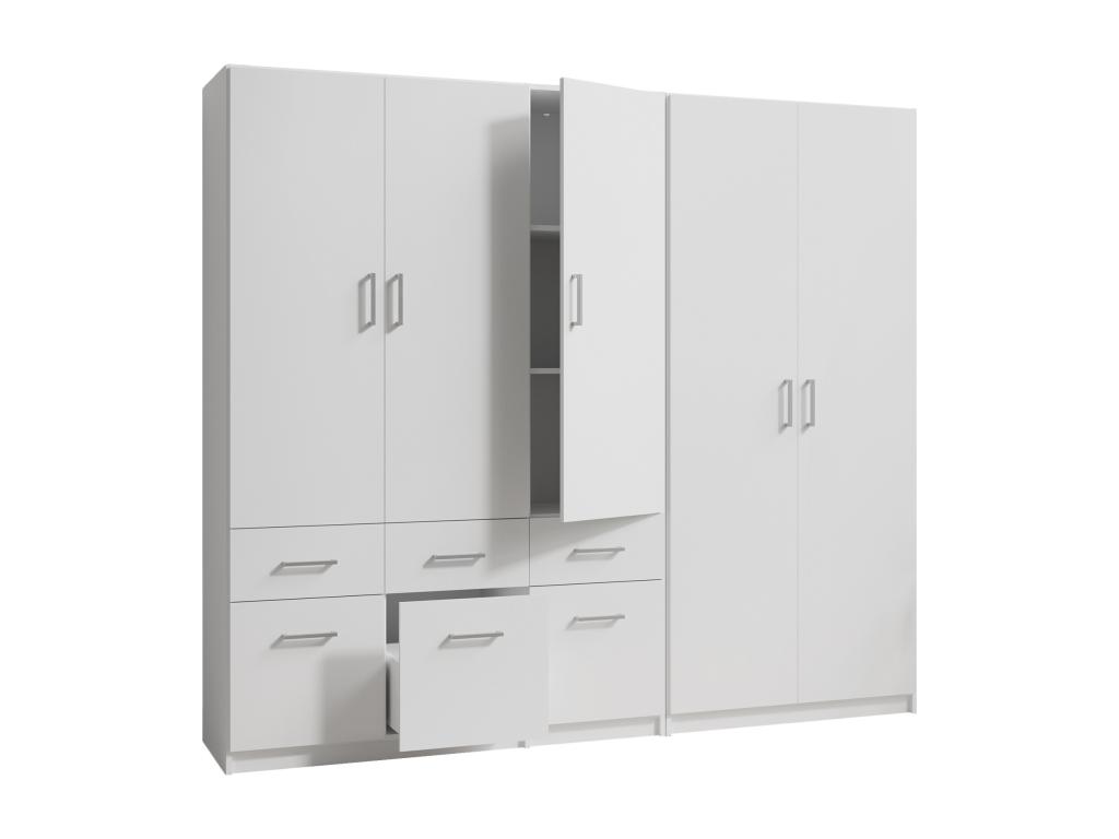 Armario de 5 puertas y 6 cajones - blanco