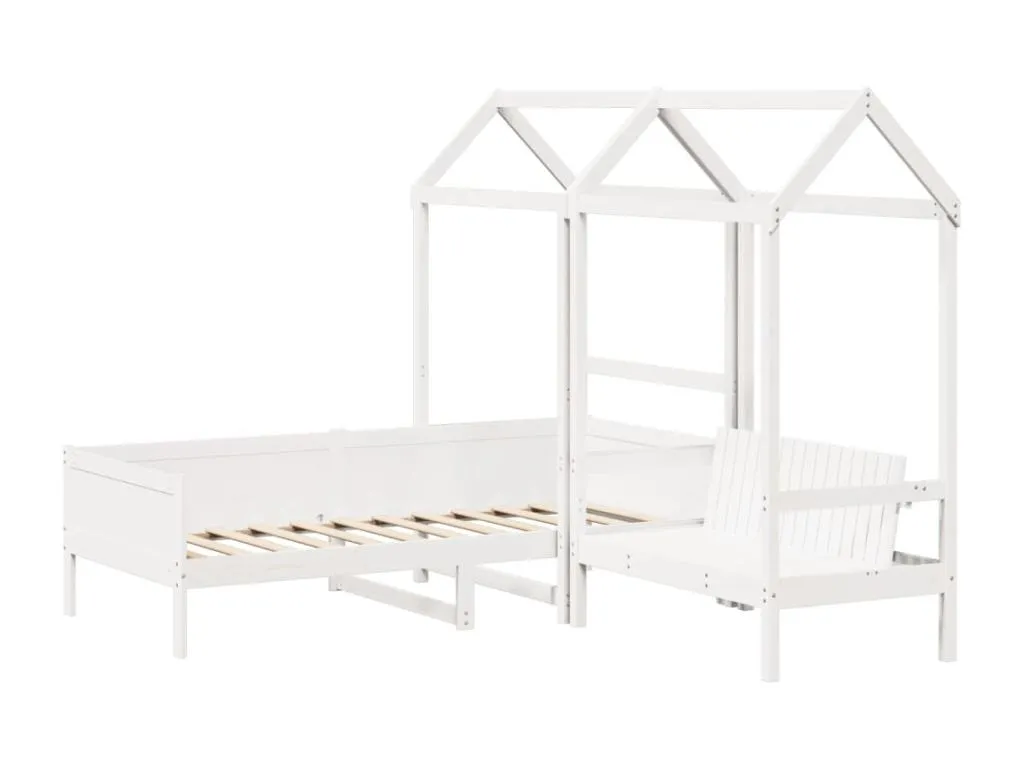 Set de sofá cama y banco con techo Decopractico blanco 90x190 cm NXBC28717