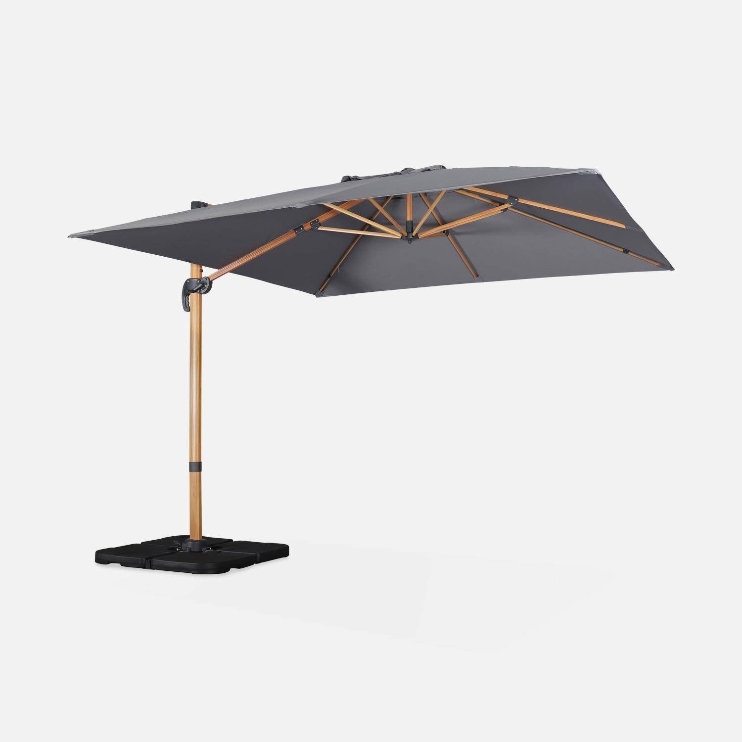 Falgos + losas 50x50cm - Parasol cuadrado excéntrico, 3x3m + placas de lastre 50x50cm