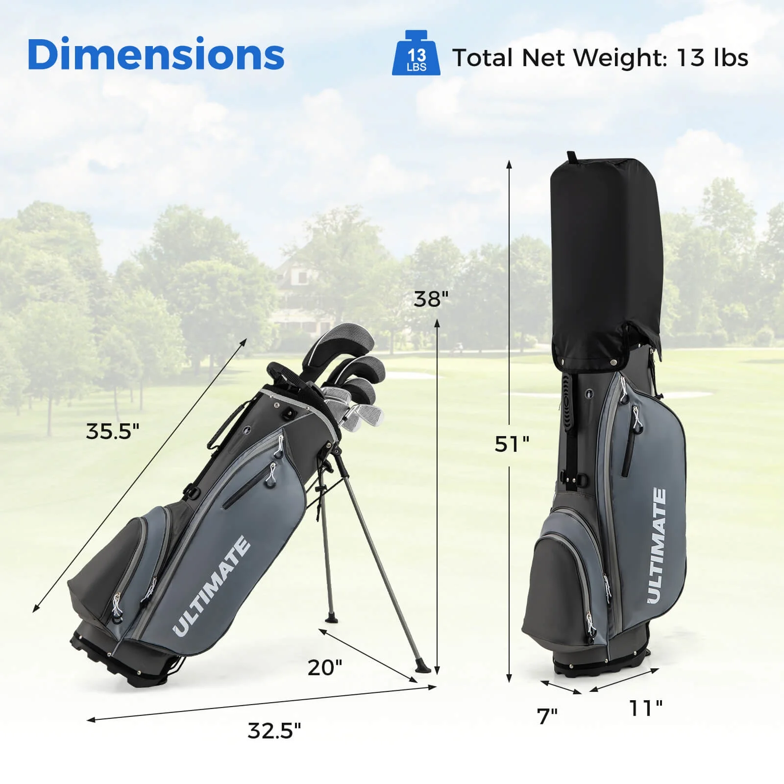 Costway Men's Complete Golf Clubs Package Set 10 Pieces Includes Alloy Driver - Image 25