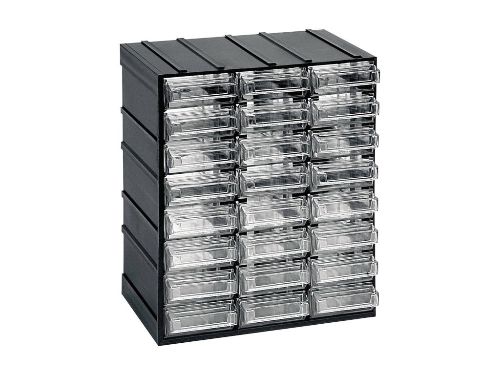 Abodeia Armario multiusos 2 puertas - Armario para piezas pequeñas - Armario para contenedores de herramientas - 100 por ciento Made in Italy - 19x15h23 cm - Antracita - 24 cajones