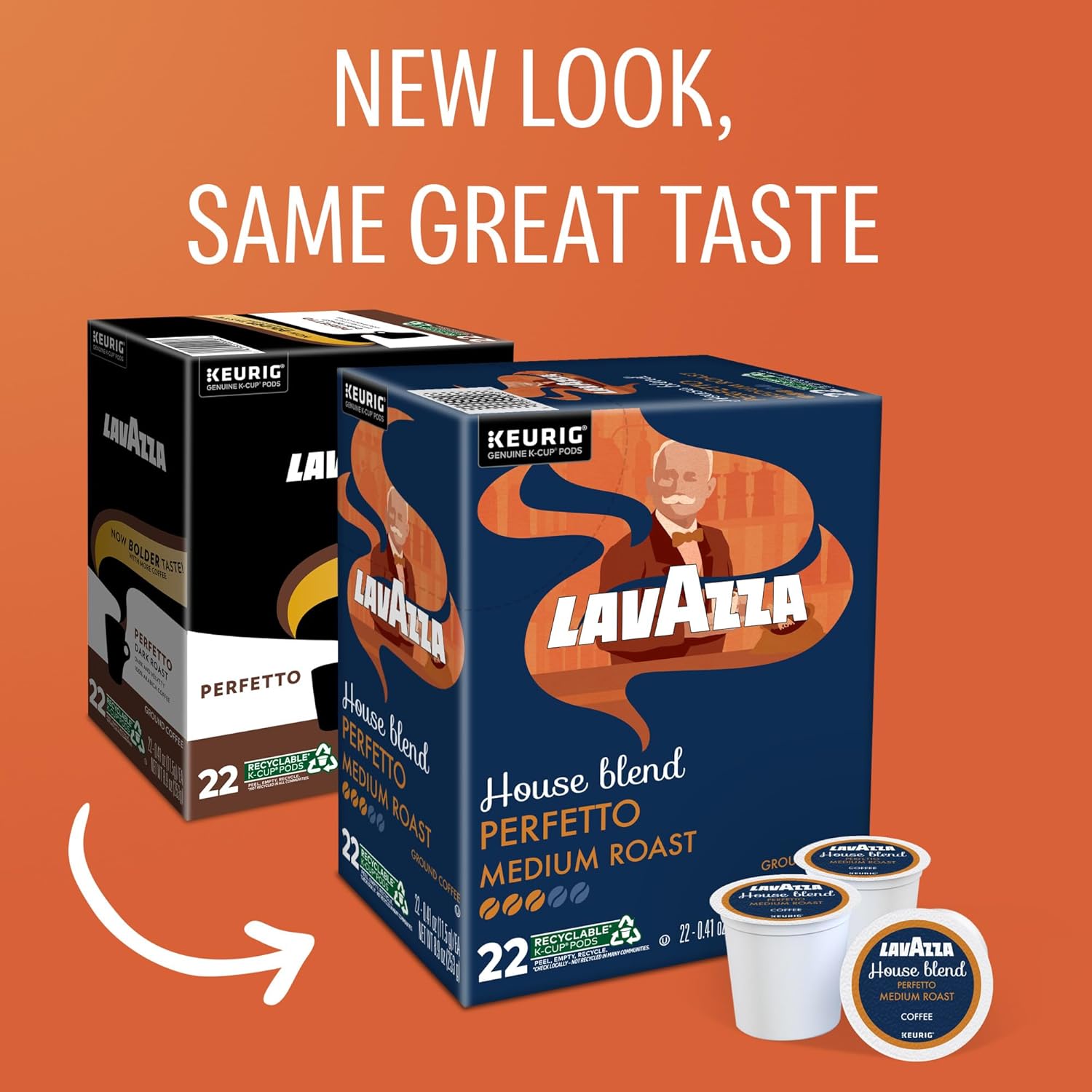Lavazza House Blend Perfetto. Single-Serve Keurig K-Cup Pods. Medium Roast Coffee. 88-Count Box (4 Packs of 22)