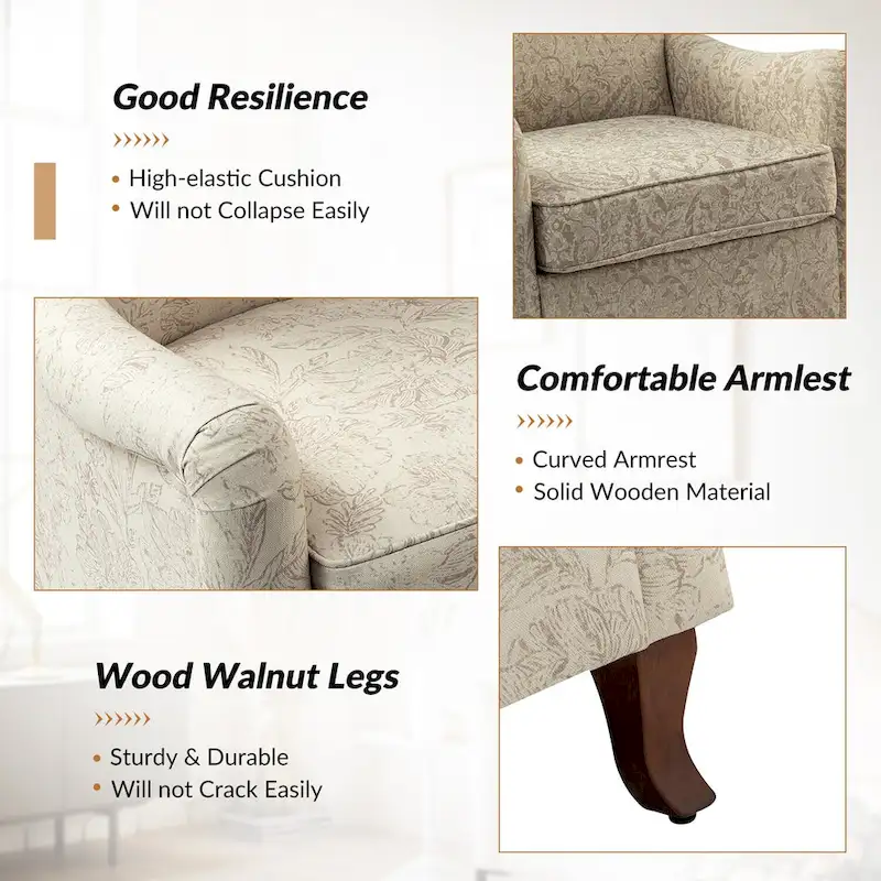 HULALA HOME Samouel Contemporary Floral Wingback Armchair