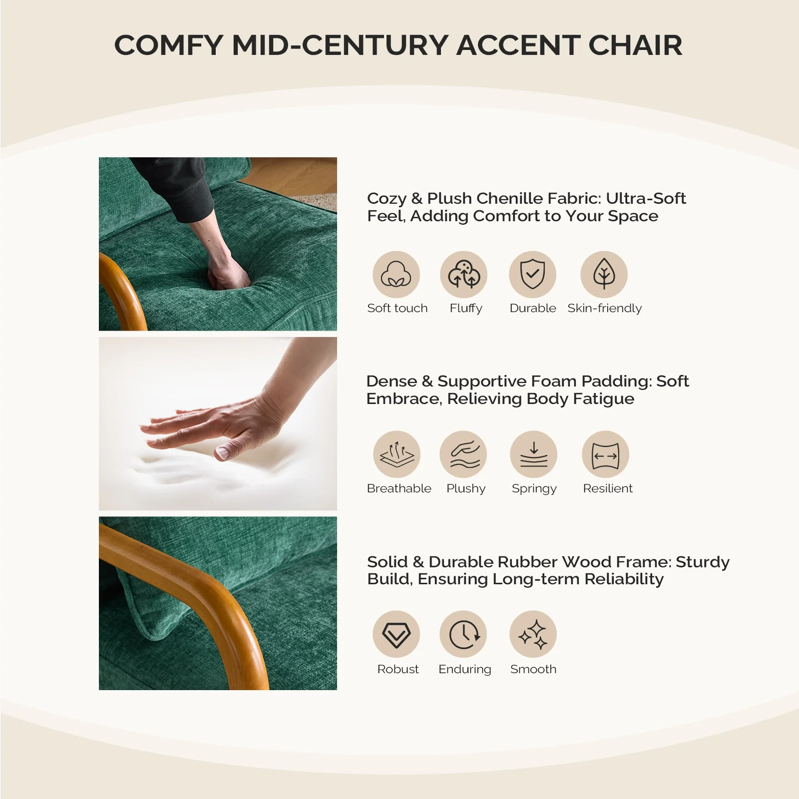 Ktaxon Accent Chair Corduroy Upholstered Armchair, Reading Club Chair with Pillow and Solid Wood Frame for Living Room Bedroom Furniture Off White - Image 119