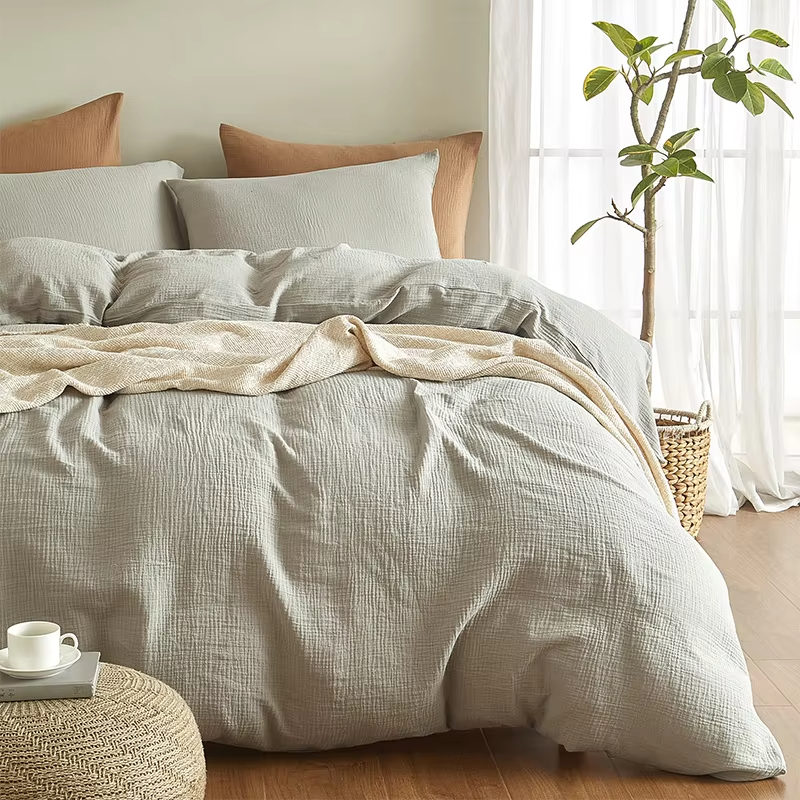 HOT Selling Anti-Bacteria Cotton Gauze Bedding Set 3 Piece 200TC Hotel Home Use Soft Breathable