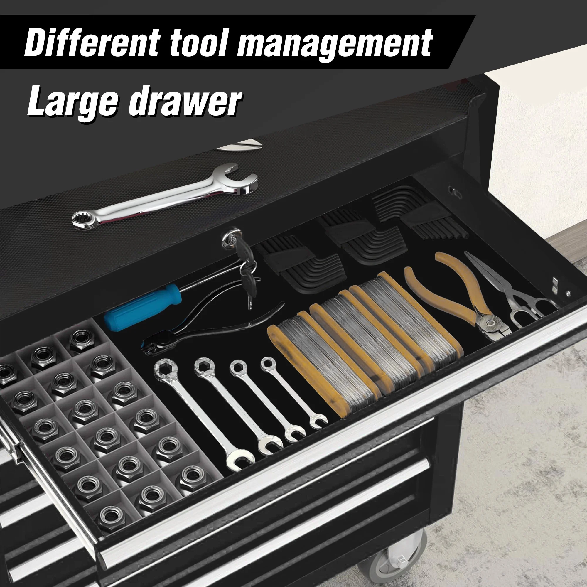 5-Drawer Rolling Tool Chest Tool Storage Cabinet with Wheels Tool Organizer Box - Image 2