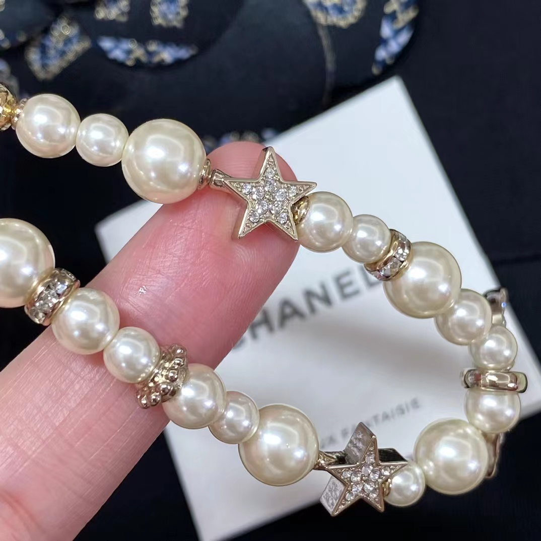 Chanel Star Double C Pendant Pearl Necklace - Original Replica Club