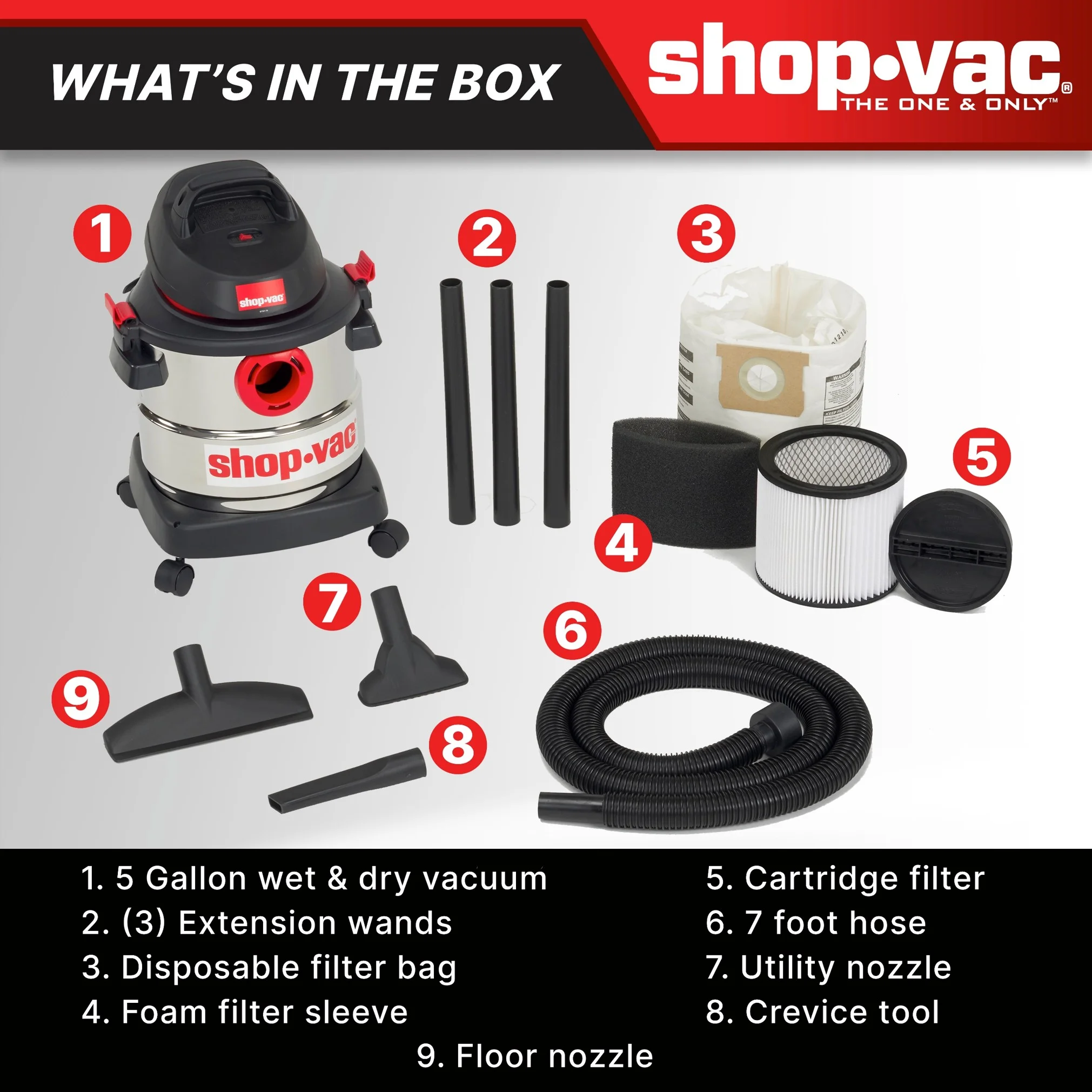 Shop-Vac 5 Gallon 4.5 Peak HP Wet Dry Vacuum - Image 2