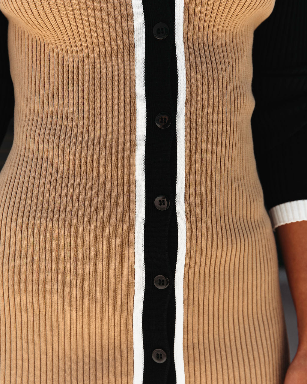 Catwalk Dreams Ribbed Knit Sweater Dress - Tan - Se7enfashion