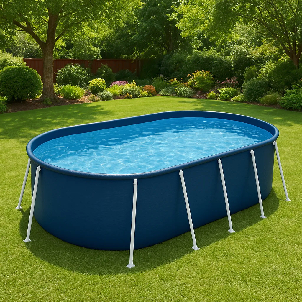 piscina tubular ovalada, piscina desmontable ovalada azul oscuro, azul oscuro, metal y PVC, jardín y exteriores, 488x305x107 cm jFrPBvD616FM