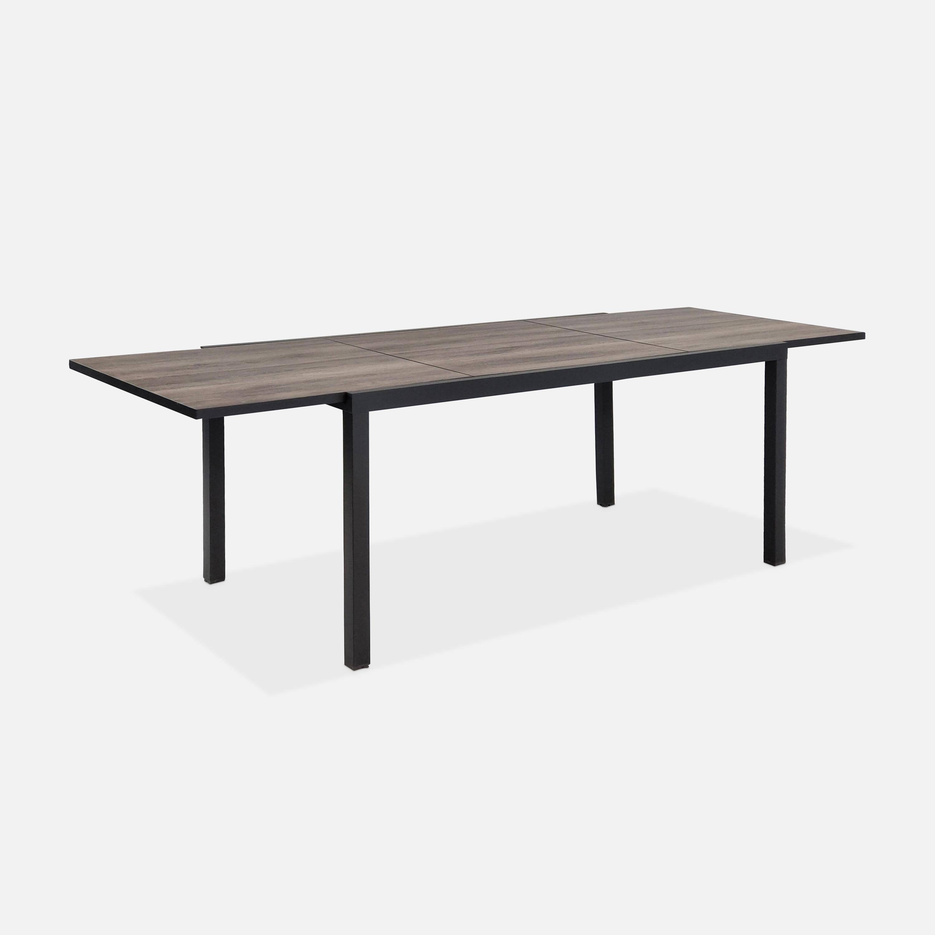 Nashville 240 - Mesa de jardín de madera extensible de DPC y aluminio, 6-8 plazas