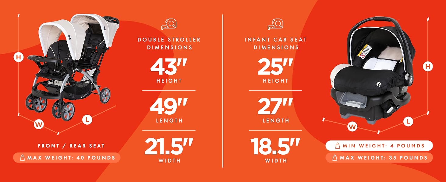 Baby Trend Stroller and Car Seats Dimensions