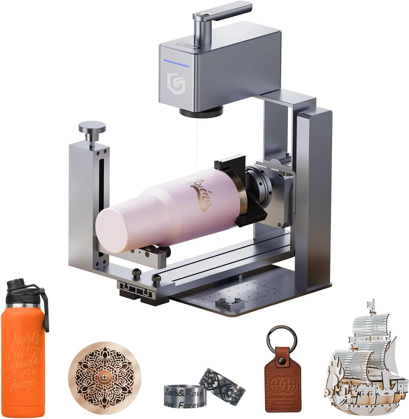 Longer Nano Pro Portable Laser Engraver with 4-in-1 Rotary Extension, 5000mm/s High-Speed 12W Laser Engraver, and Cutter, DIY Engraver Tool for Wood, Acrylic, Leather, Cloth, Metal, Ceramics
