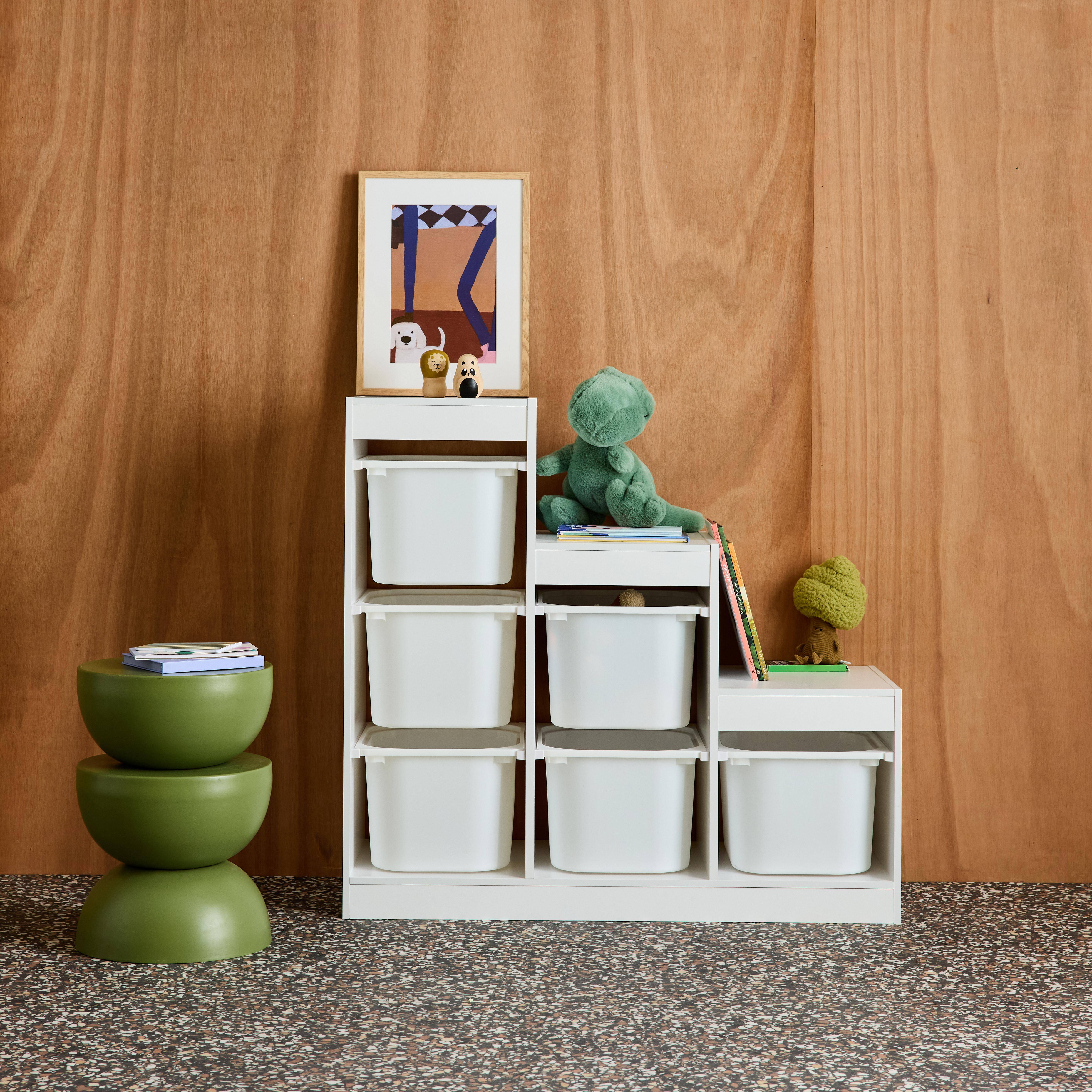 Sora - Mueble de almacenamiento infantil escalera, 6 cajones de almacenamiento