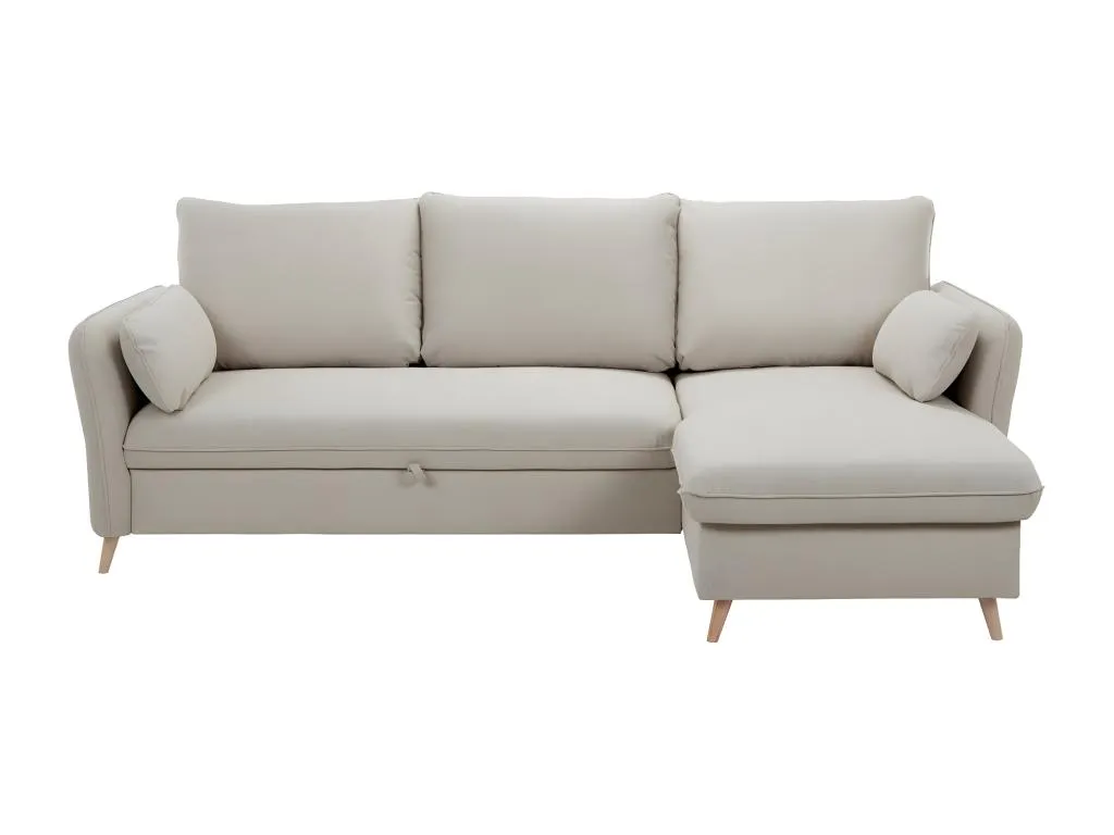 Sofá cama con chaise longue 3-4 plazas con canapé de tela beige y Hogarsens