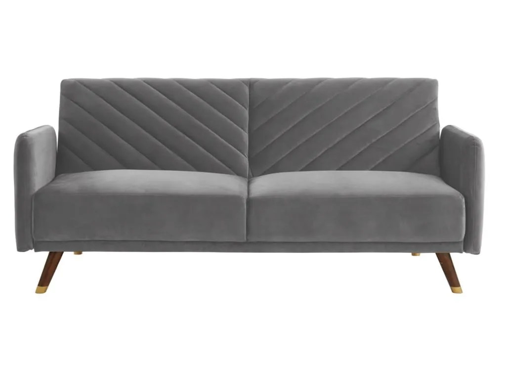 Sofá-cama de 3 plazas tipo clic-Boverdeco de terciopelo Boverdeco - Gris claro
