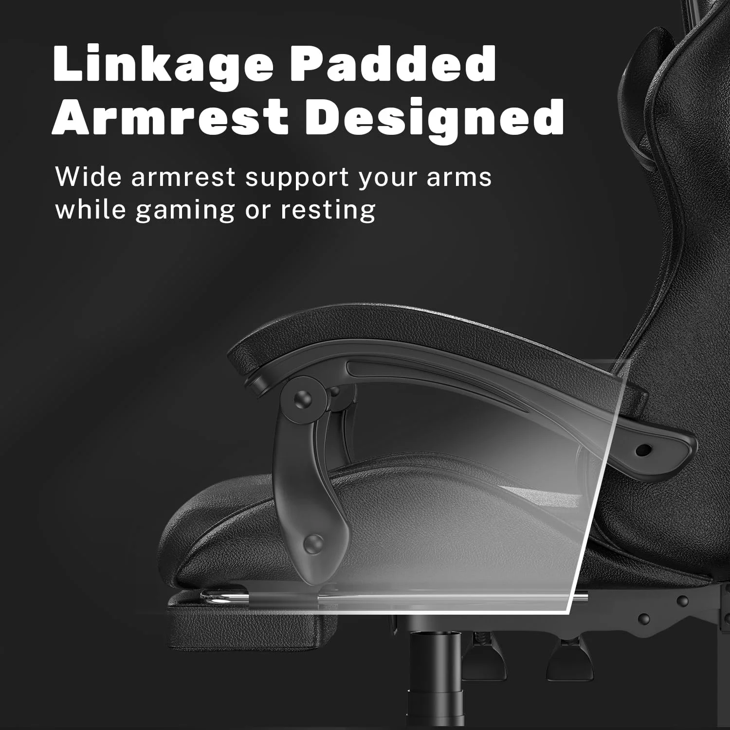 Bigzzia Gaming Chair Office Chair, Ergonomic Game Chair with Height Adjustable Headrest and Lumbar Support for Adults Teens, Black & White - Image 39