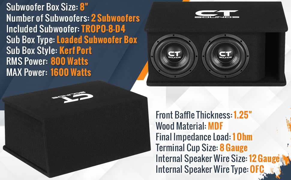 dual 8-inch loaded subwoofer box