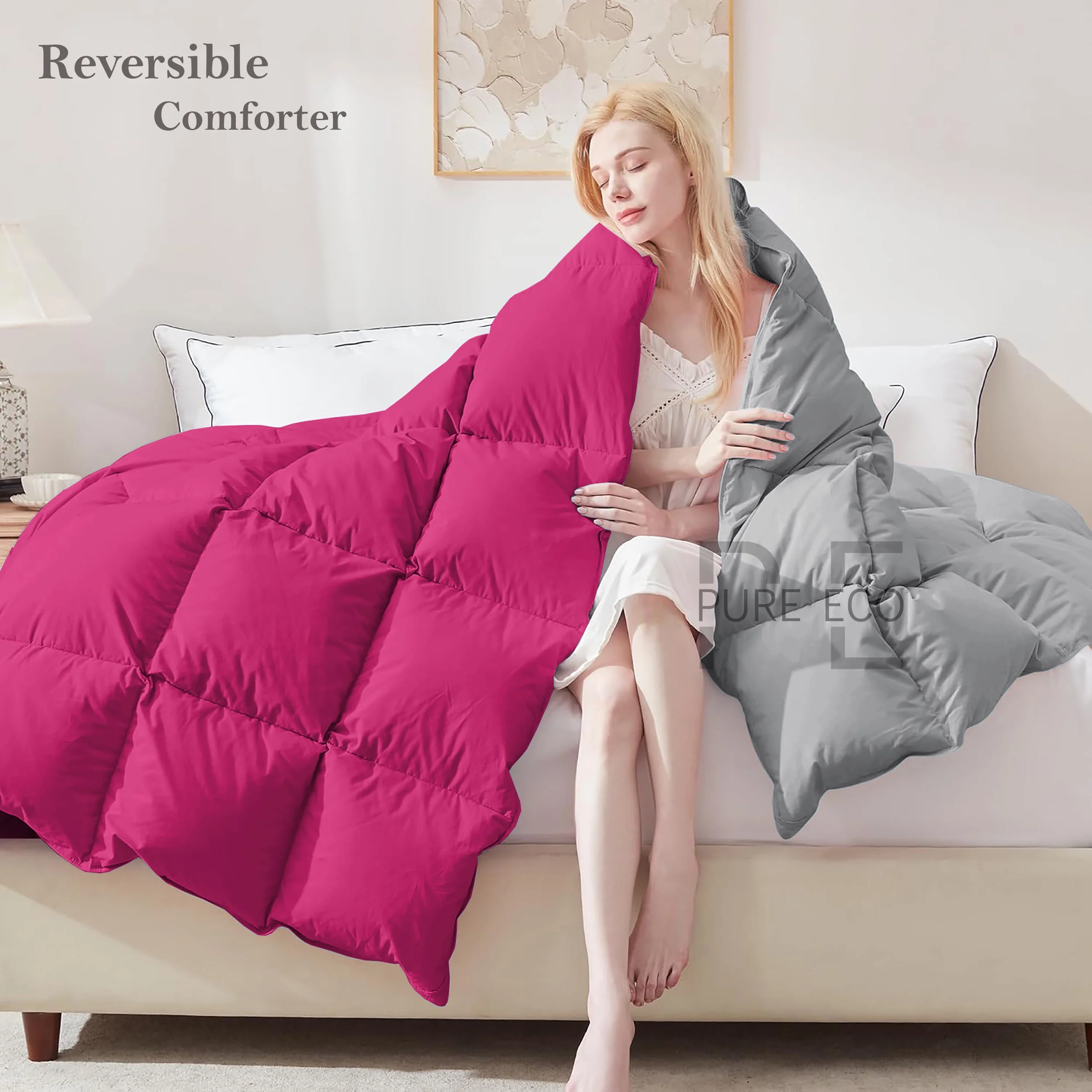 Ayanshi Hotel Bedding Comforter Twin Size, Duvet Insert, Quilted Comforter with Corner Tabs, All Season Lightweight Quilt, Down Alternative Hotel Comforter Twin Size 68X90 Baby Pink - Image 53