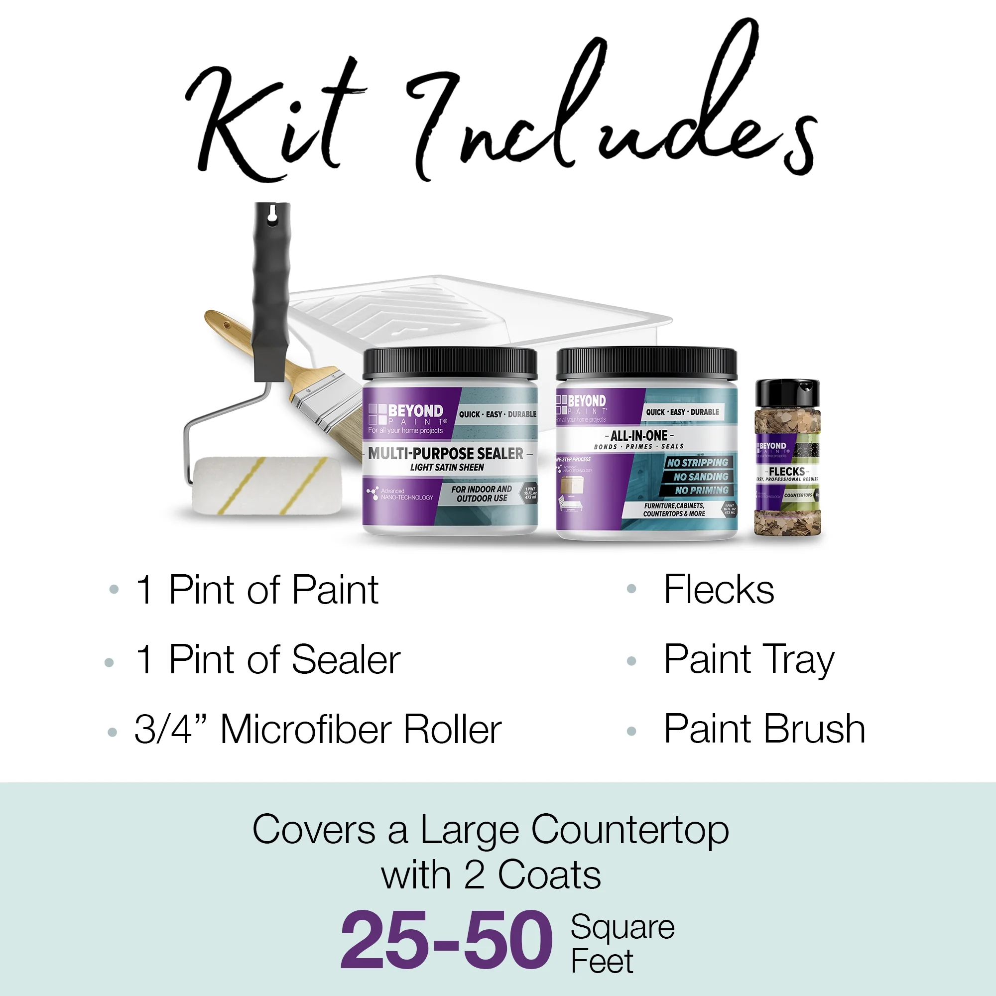 Beyond Paint Countertop Makeover Kit with Paint, Sealer, Flecks and Tools for Countertops, Nantucket - Image 4