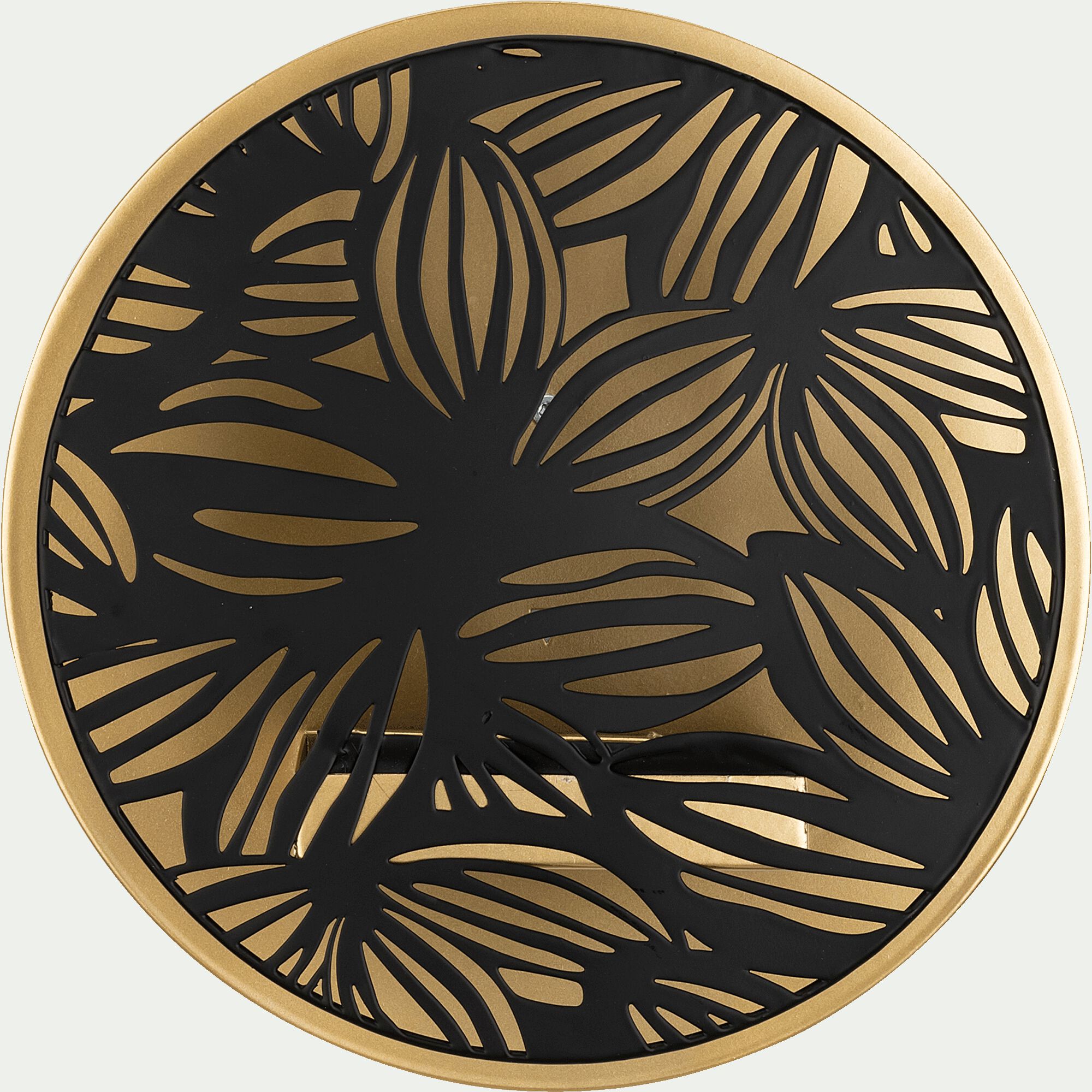 NOUA - Photophore mural ajouré en métal D25cm - noir et doré