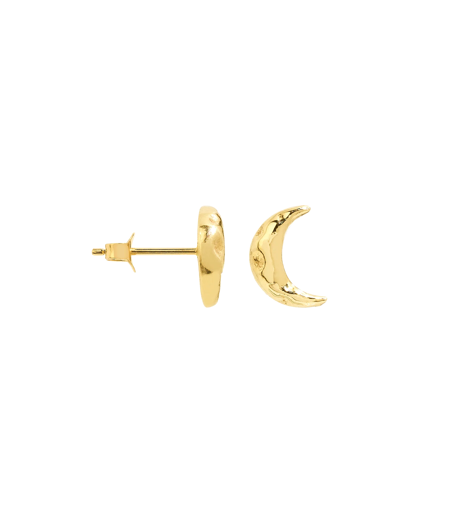 Single Golden Moon Stud Earring 14K