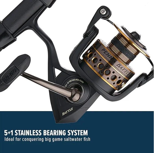 PENN 7' Battle Spinning Fishing Rod and Reel Combo Kit, Size 5000 Reel with Cover, Moderate Action - Image 2