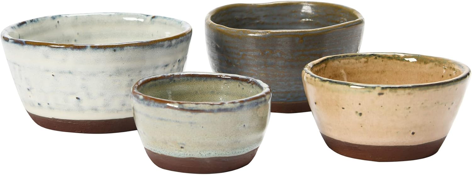 Creative Co-Op Stoneware Bowls with Reactive Glaze Finish, Set of 4
