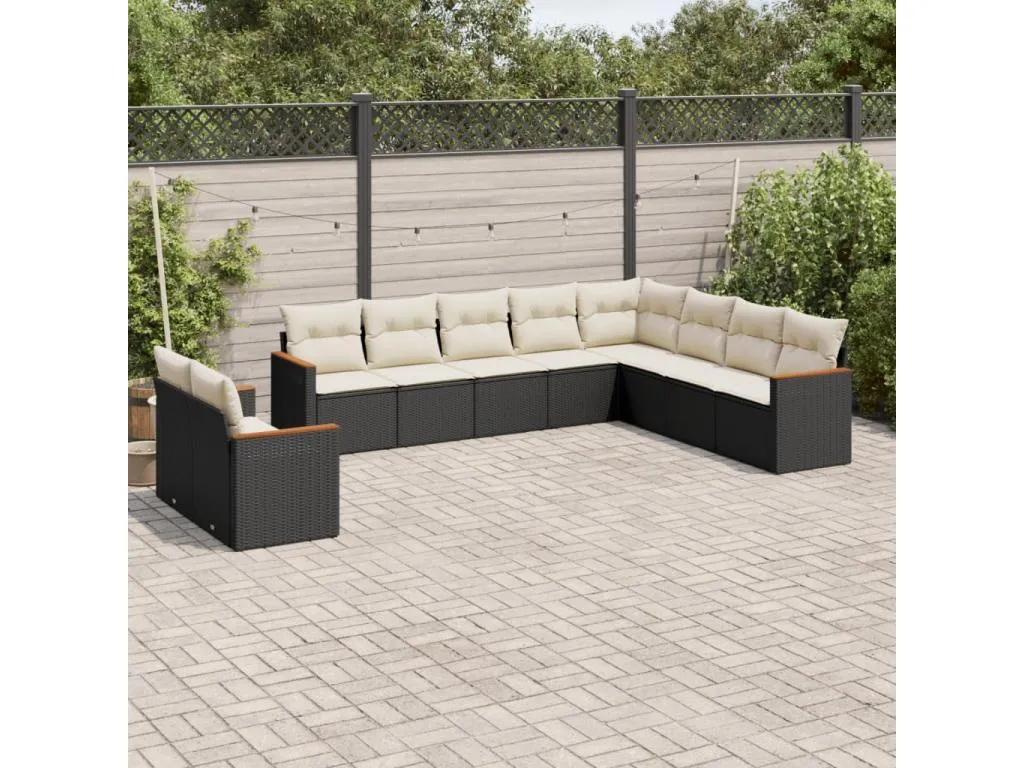 Set de sofás de jardín 10 pzas cojines ratán sintético negro pxpz91572