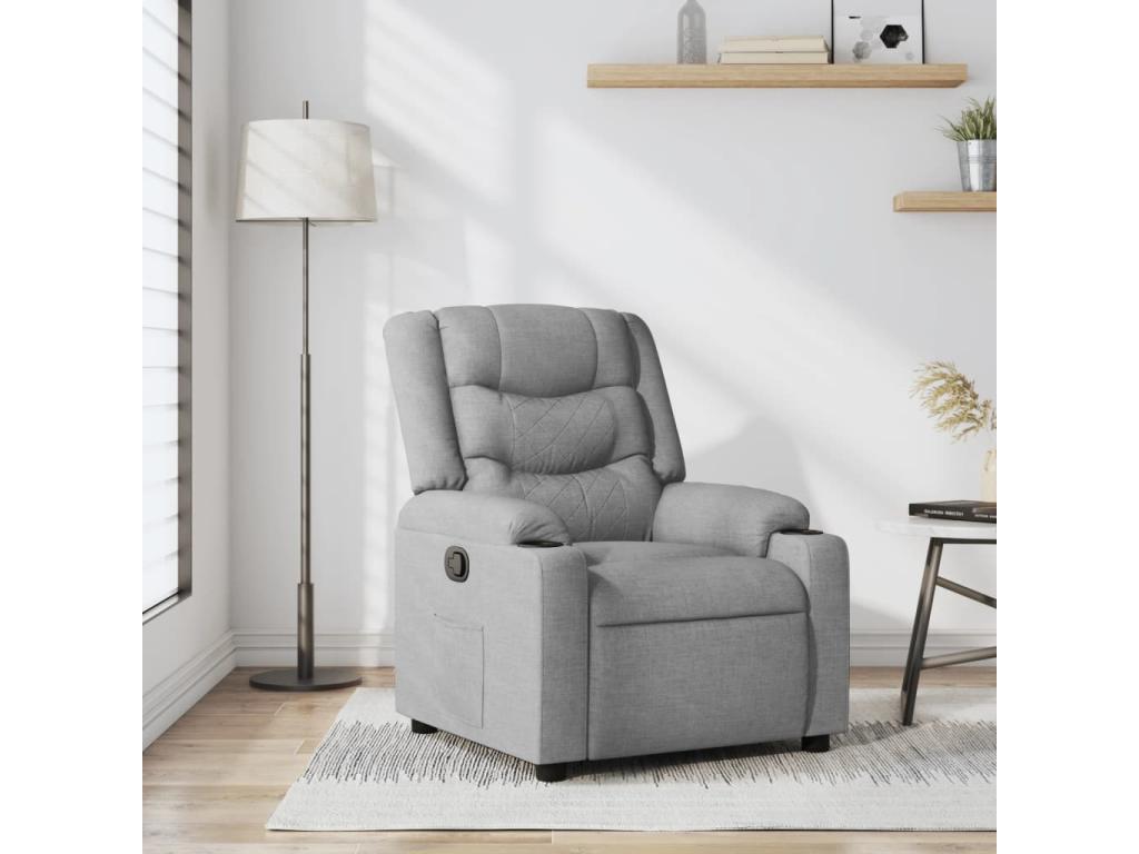 Sillón reclinable de tela gris claro