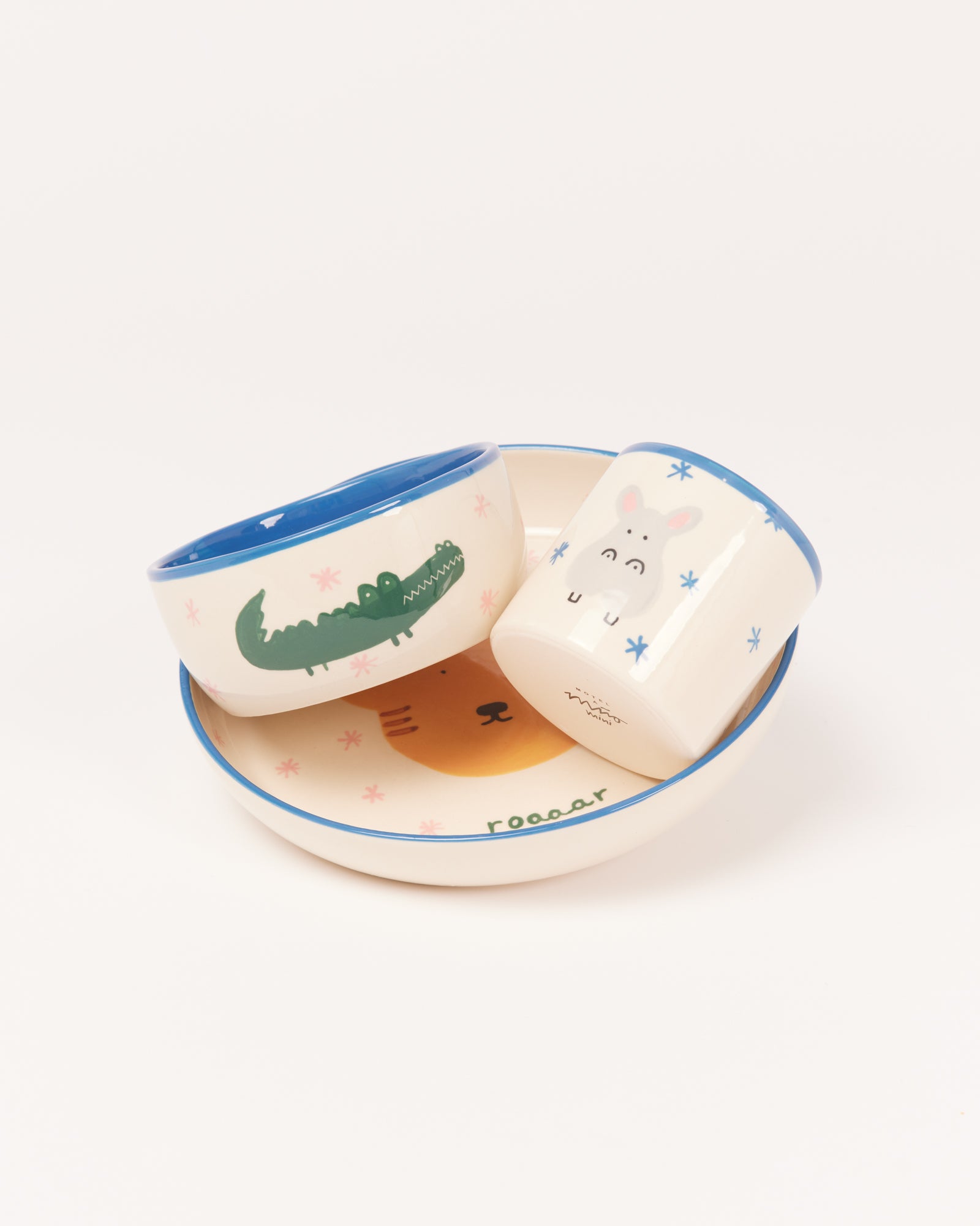 Miio Miini Geschirr-Set weiß blau 3-teilig