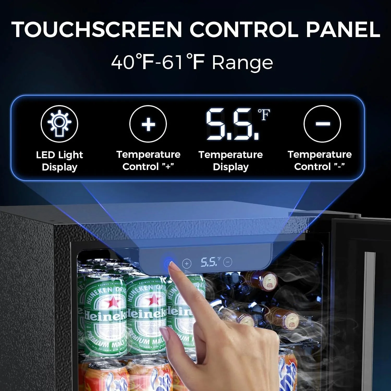 Mini Fridge 130 Can Beverage Refrigerator Cooler, 3.2 Cu.Ft Drink Fridge for Soda Wine Beer, Adjustable Temperature Control for Home Office, Black