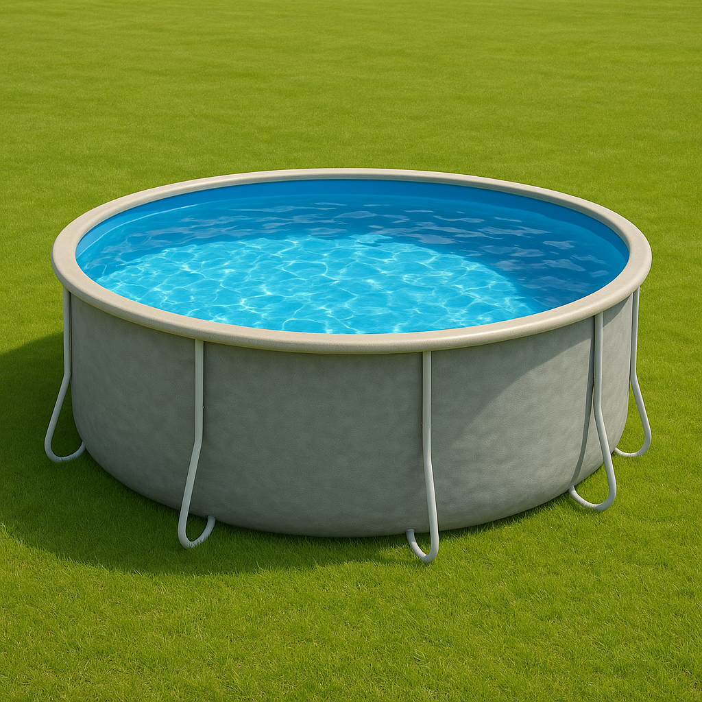 Piscina tubular redonda Redonda Sí Piscina PVC, Acero Exterior, Jardín, Terraza 457x107 cm Gris claro