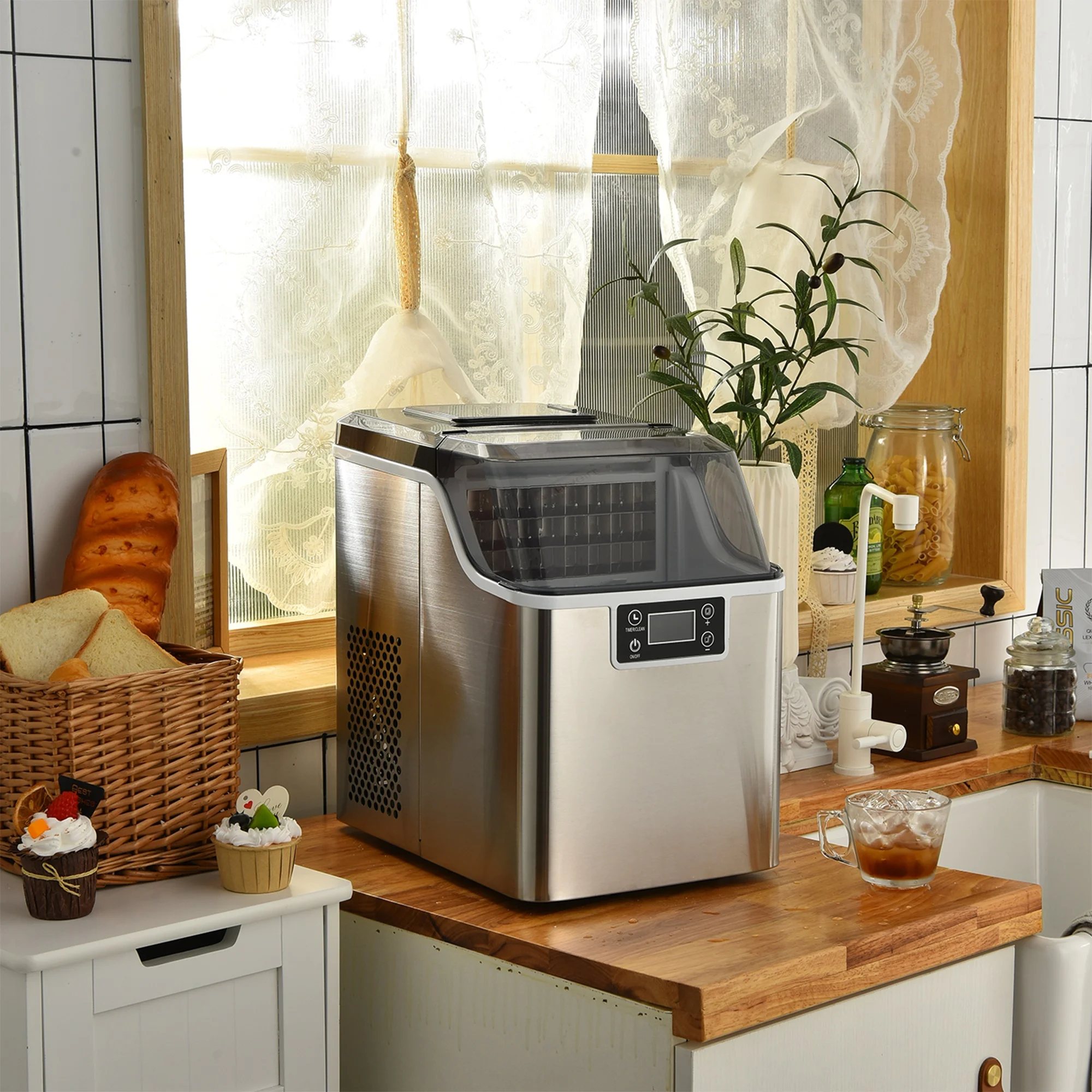Portable Ice Maker 40Lbs/24H Countertop Self-Cleaning with Ice Scoop and Basket - Image 3