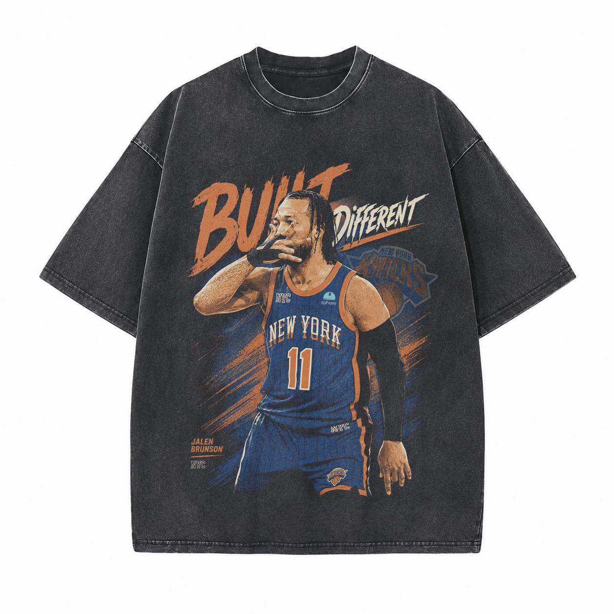 Basketball Athlete Three Pointer Celebration Printed Unisex Washed T-Shirt