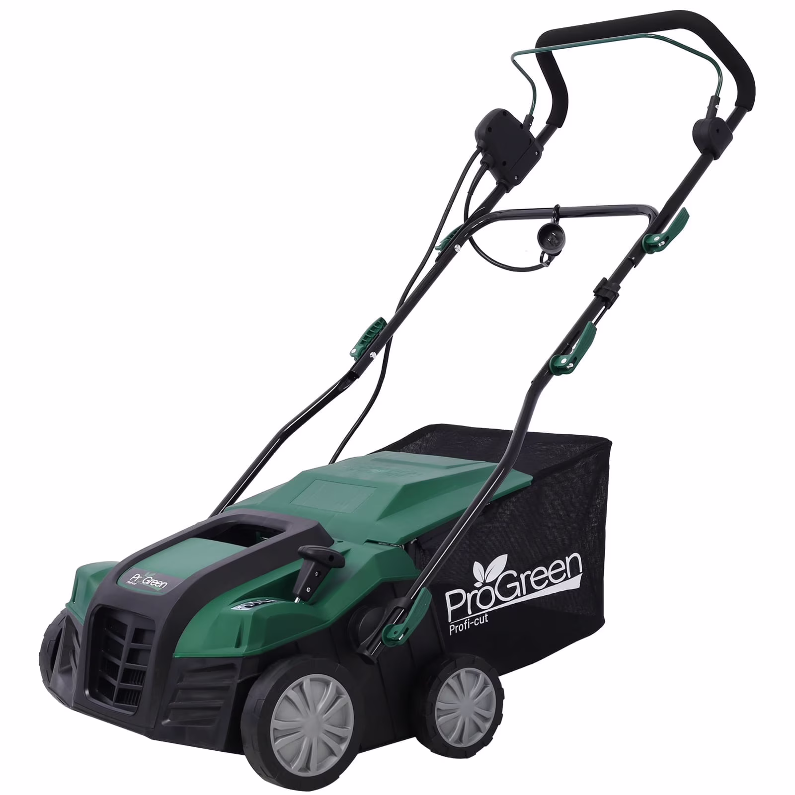 16 in Garden Scarifier, Segmart 15amp Electric Powered Walk - Behind Lawn Dethatcher with 58QT Large Collection Bag, 2 - in - 1 Walk - Behind Lawn Scarifier for Healthier, Lush Green Lawn(Green)